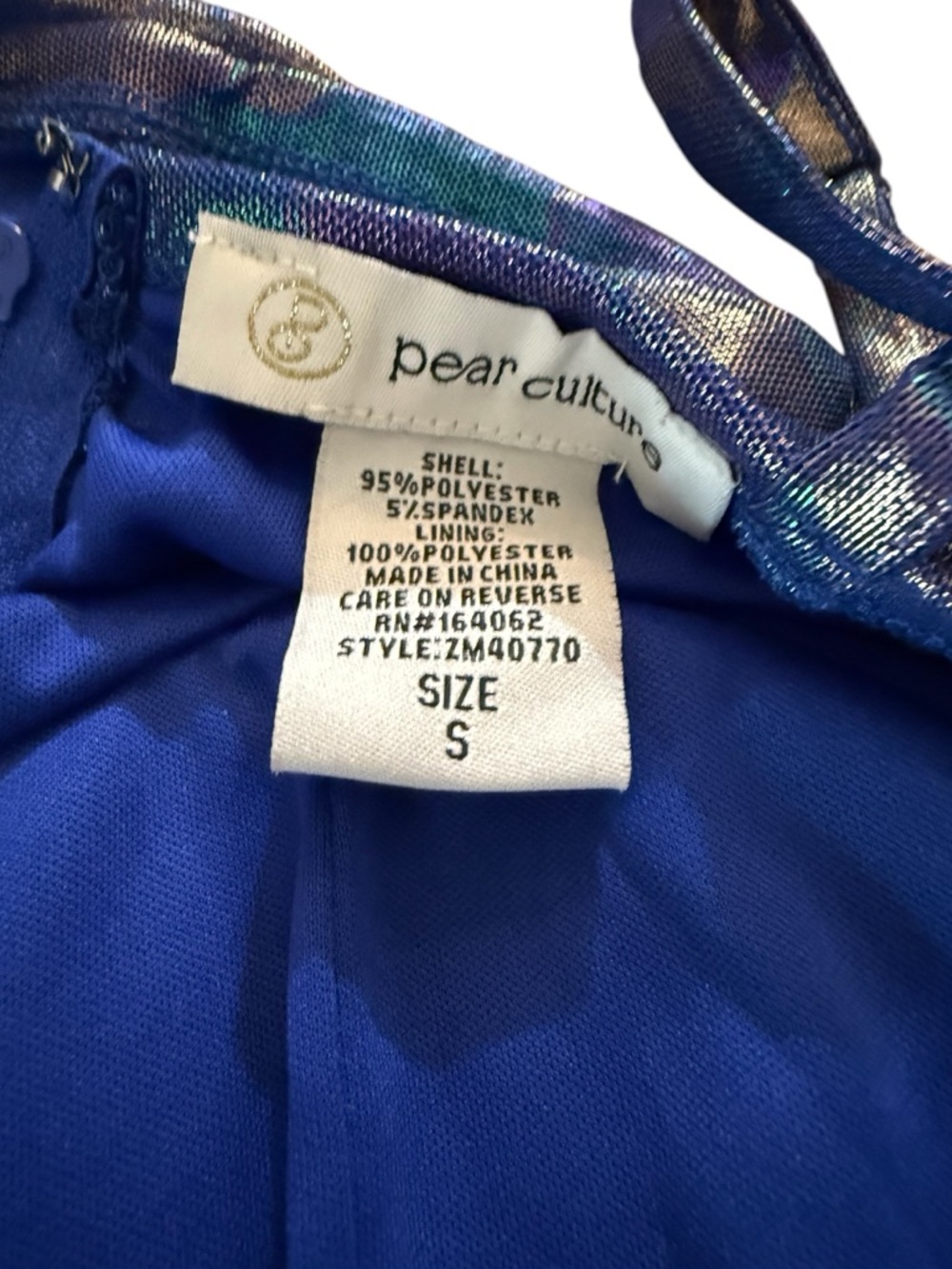 Pear Culture NWT Blue Ruched Bodycon Party Midi Dress Straight Neck Size Small - Picture 8 of 9